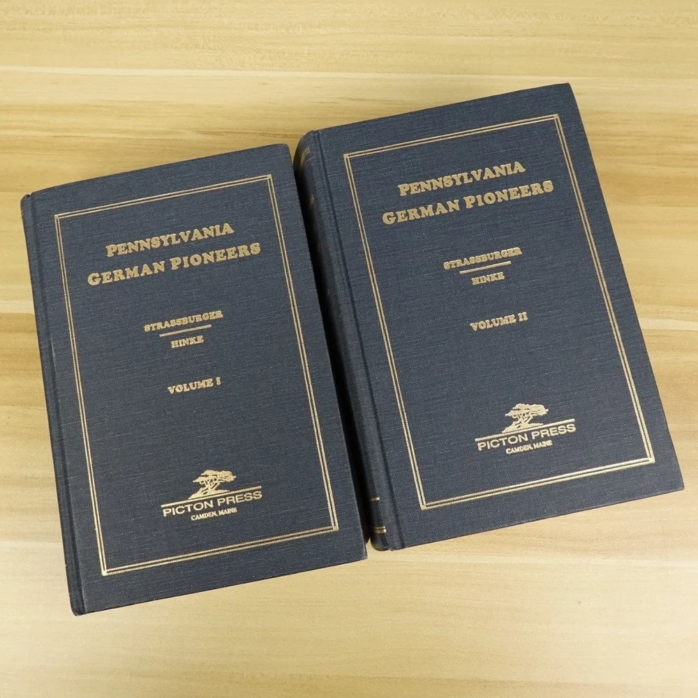 1934 Pennsylvania German Pioneers Vol 1 & 2 Strassburger Hinke PA History 1994